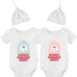 YSCULBUTOL Baby Twins Bodysuit Drinking Buddies Newborn Baby Romper Twins Boy Girl Matching Outfits Triplets Set
